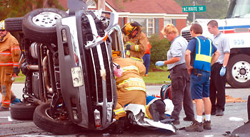 Wreck at NC 581 and US 70