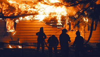 Firemen at house on Arrington Bridge Road