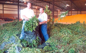 Duplin County Sheriff Blake Wallace and Capt. Stanley Jones with seized marijuana