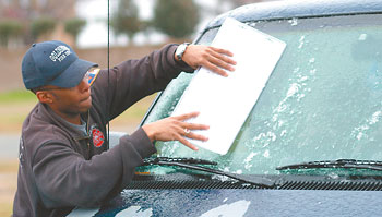 Scraping windshield