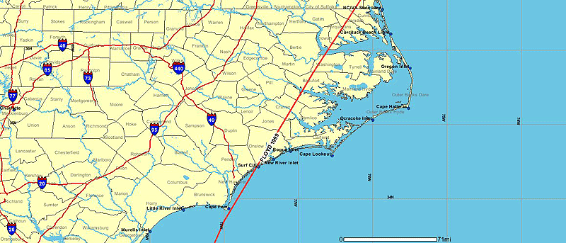 1999 Hurricane Floyd track through NC