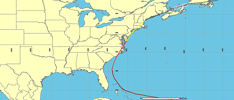 1999 Hurricane Floyd track through US